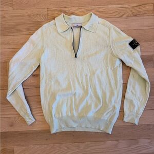 Stone Island Light Green Quarter Zip Pull Over Sweater